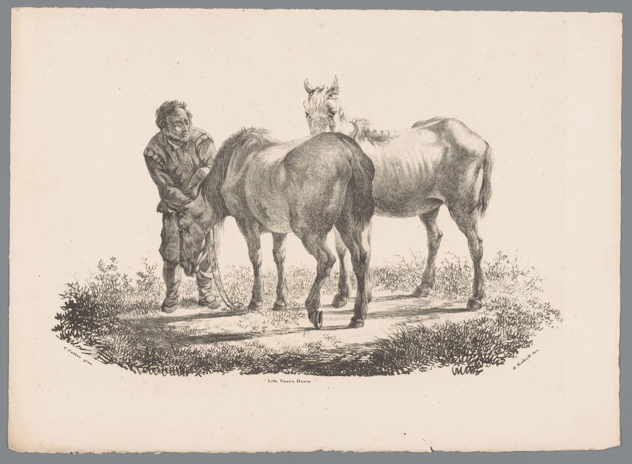 İnsan ve İki At Beesten Studien, Paul Potter Nr.'dan sonra J. Kobell tarafından. 1 (dizi başlığı) by Jan Kobell (III)