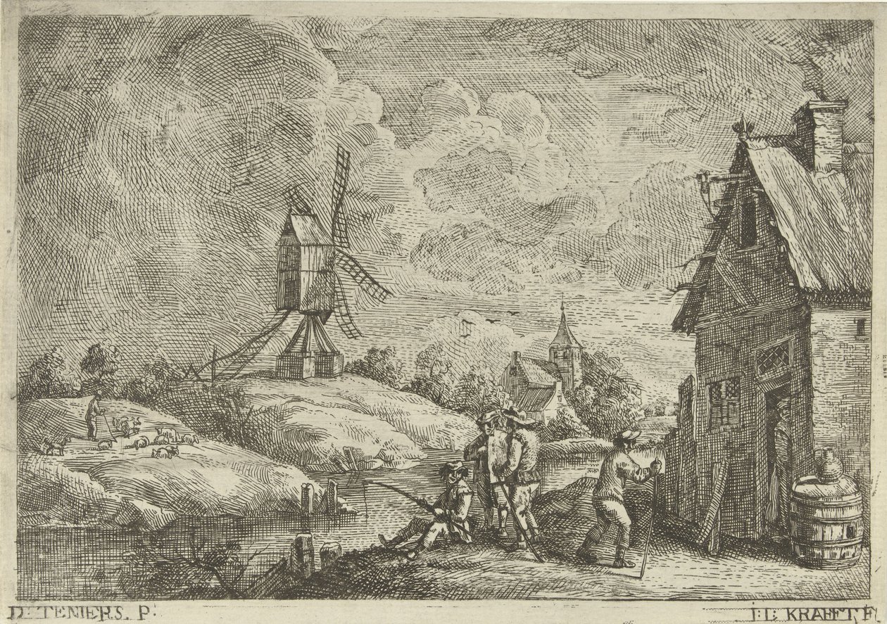 Bir han ve bir değirmen ile manzara by Jan Lauwryn Krafft (I)