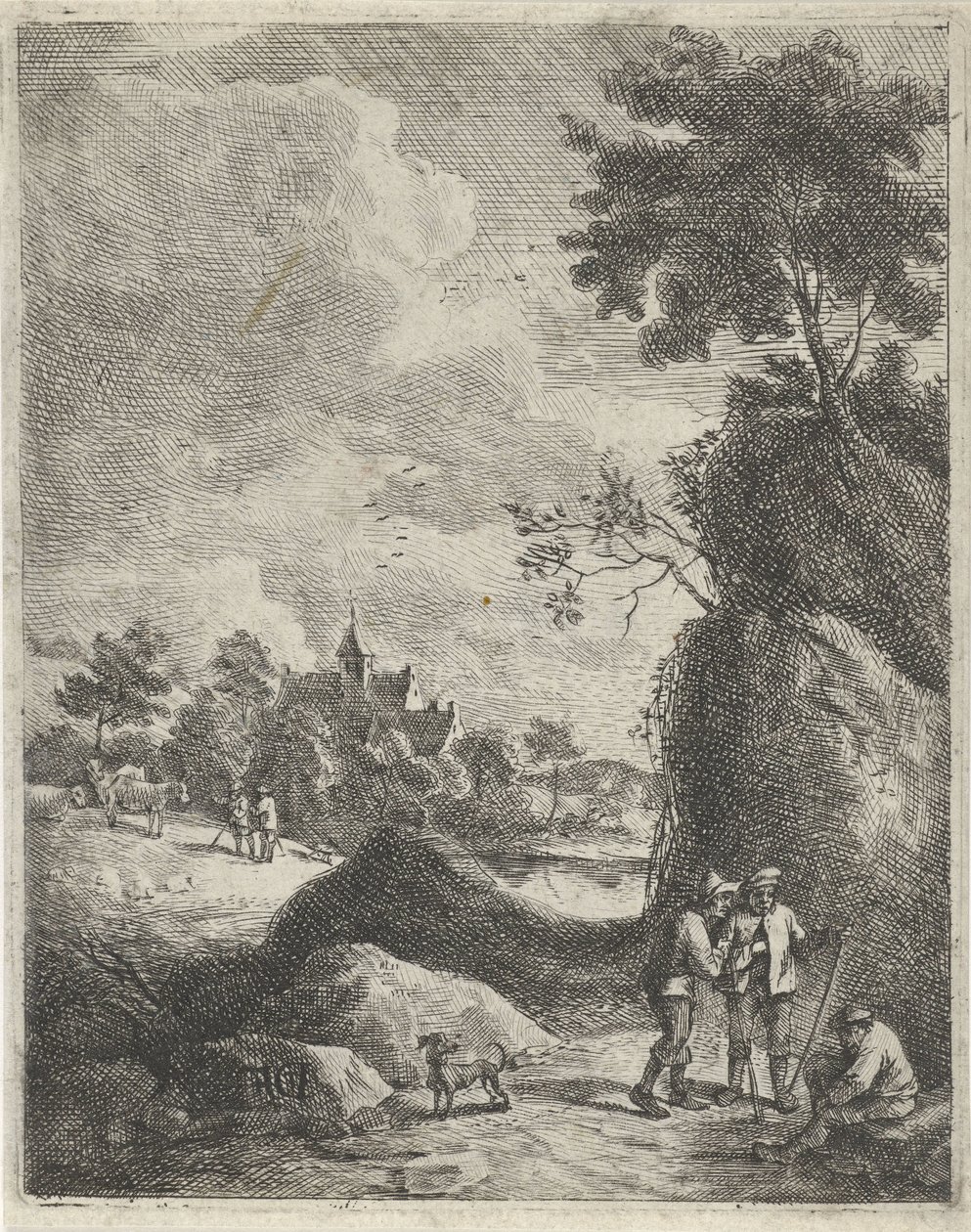 Gezginler ve iki çoban ile manzara by Jan Lauwryn Krafft (I)