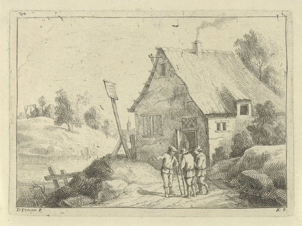Evin önünde konuşan erkekler by Jan Lauwryn Krafft (I)
