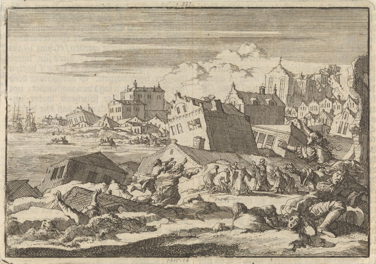 Jamaika depremi, Port Royal şehrini yok ediyor, 1692 by Jan Luyken