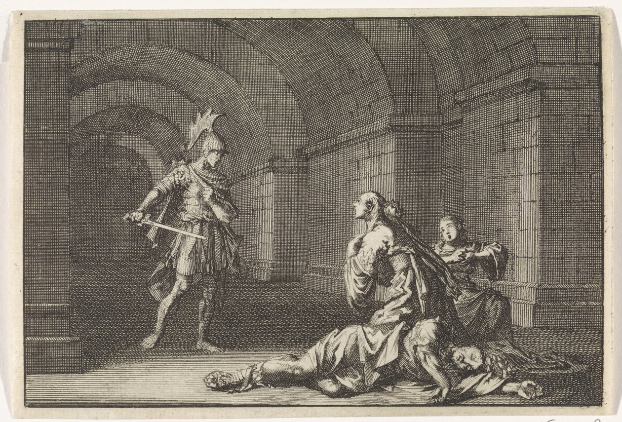 Lupus tarafından öldürülen kızı ile Caesonia by Jan Luyken