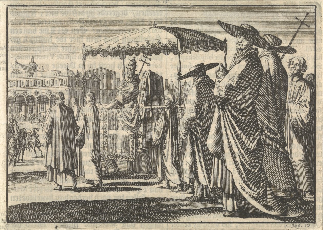 Danimarka Kralı IV. Christian, Papa kılığına girmiş, saray mensuplarıyla bir alayı taklit ediyor, 1596 by Jan Luyken