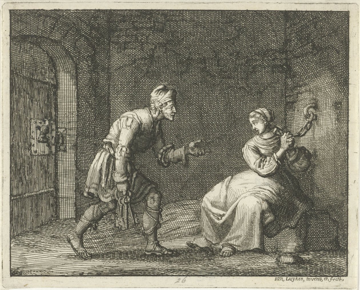 Felicitas gardiyanla birlikte hapiste by Jan Luyken