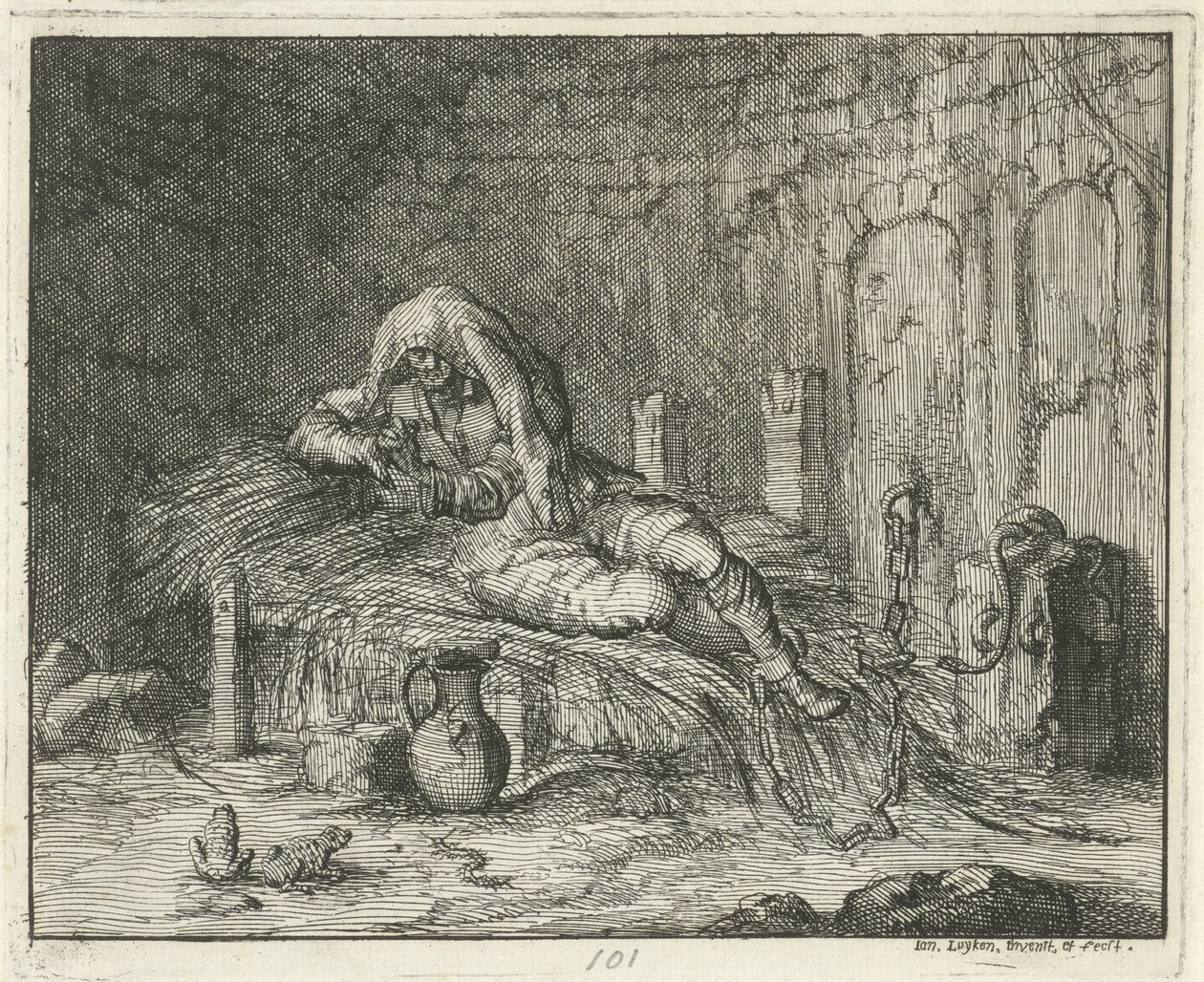 Georg Wanger, Bressanone hapishanesinde, 1591 by Jan Luyken