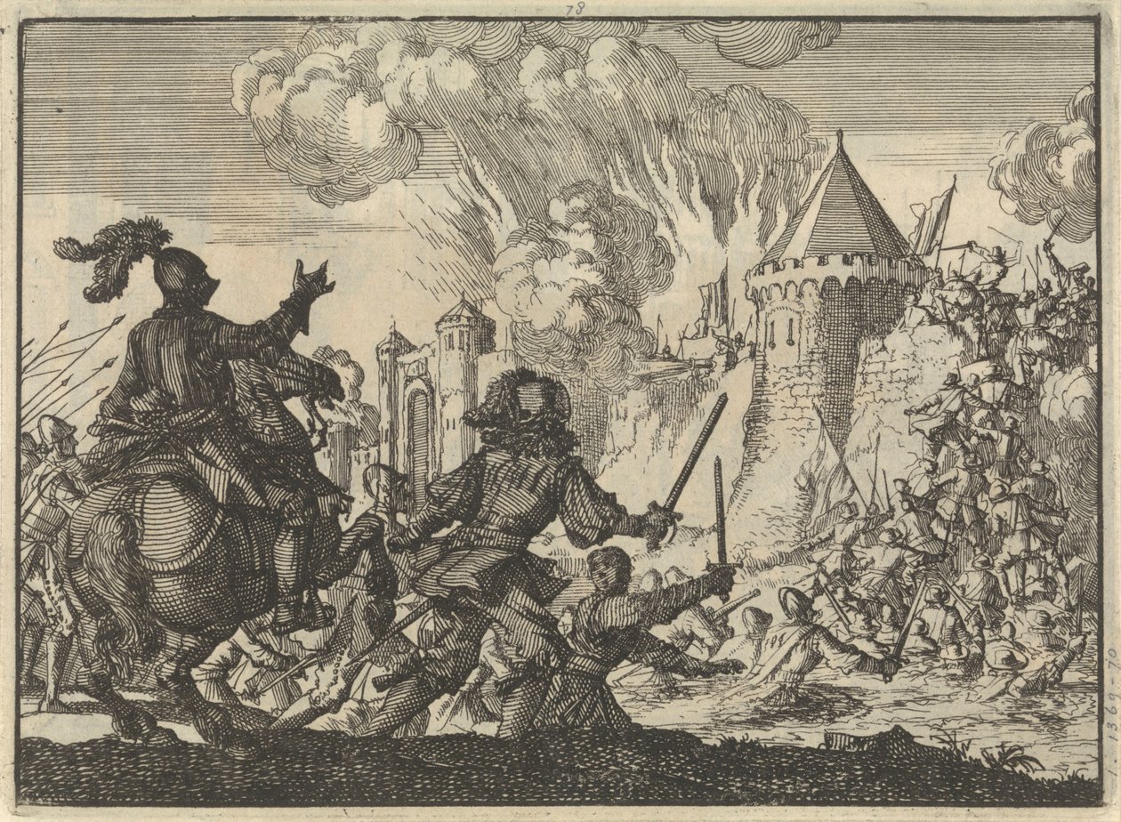 Hollanda birlikleri Tienen duvarını bastı, 1635 by Jan Luyken