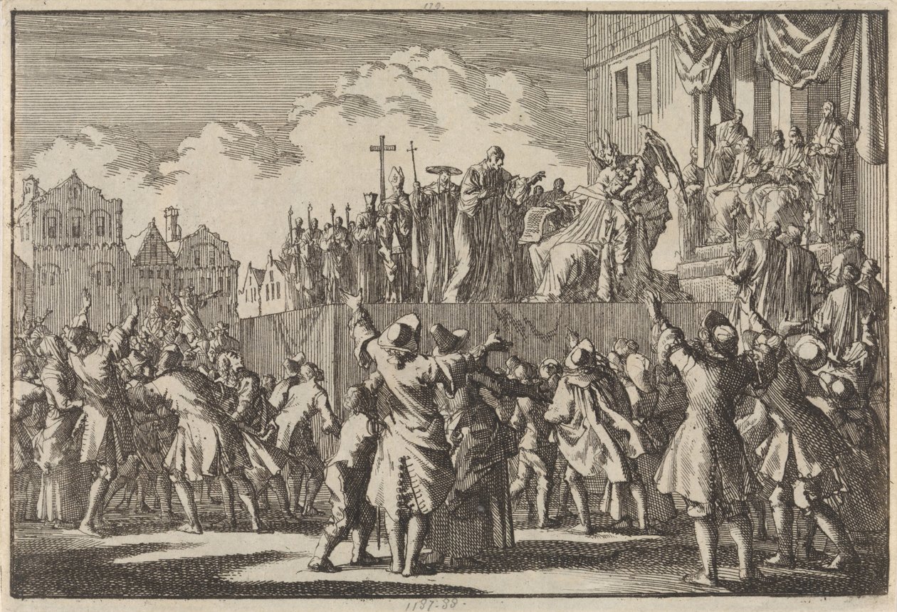 Aberdeen Sokak Sahnesi Katolik Diniyle Alay Ediyor, 1689 by Jan Luyken