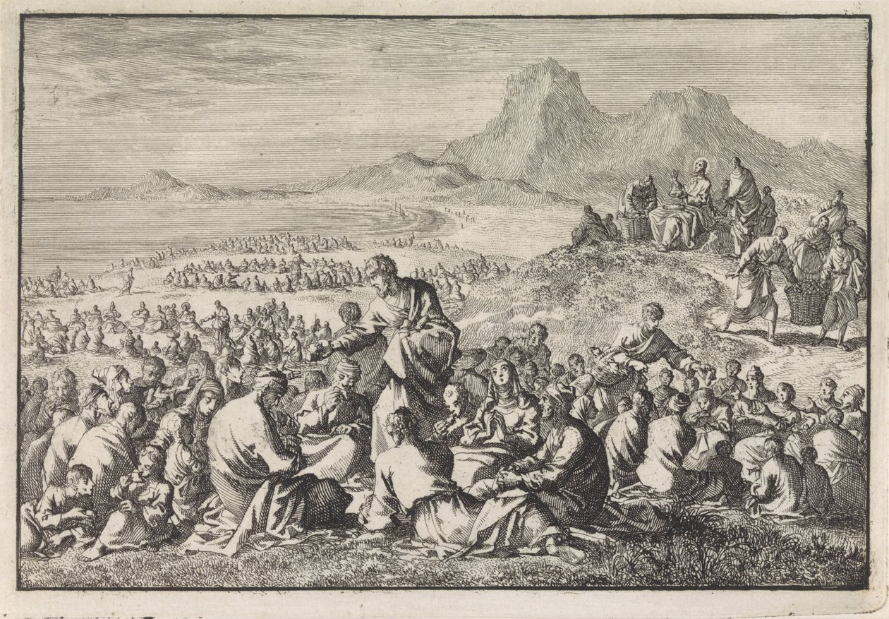 Yedi Somun ve İki Balığın Mucizevi Çoğalması by Jan Luyken