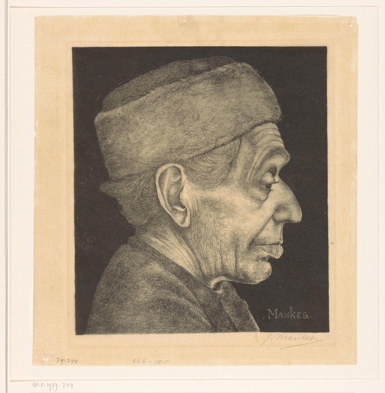 Douwe portresi şapkalı by Jan Mankes (signed by artist)