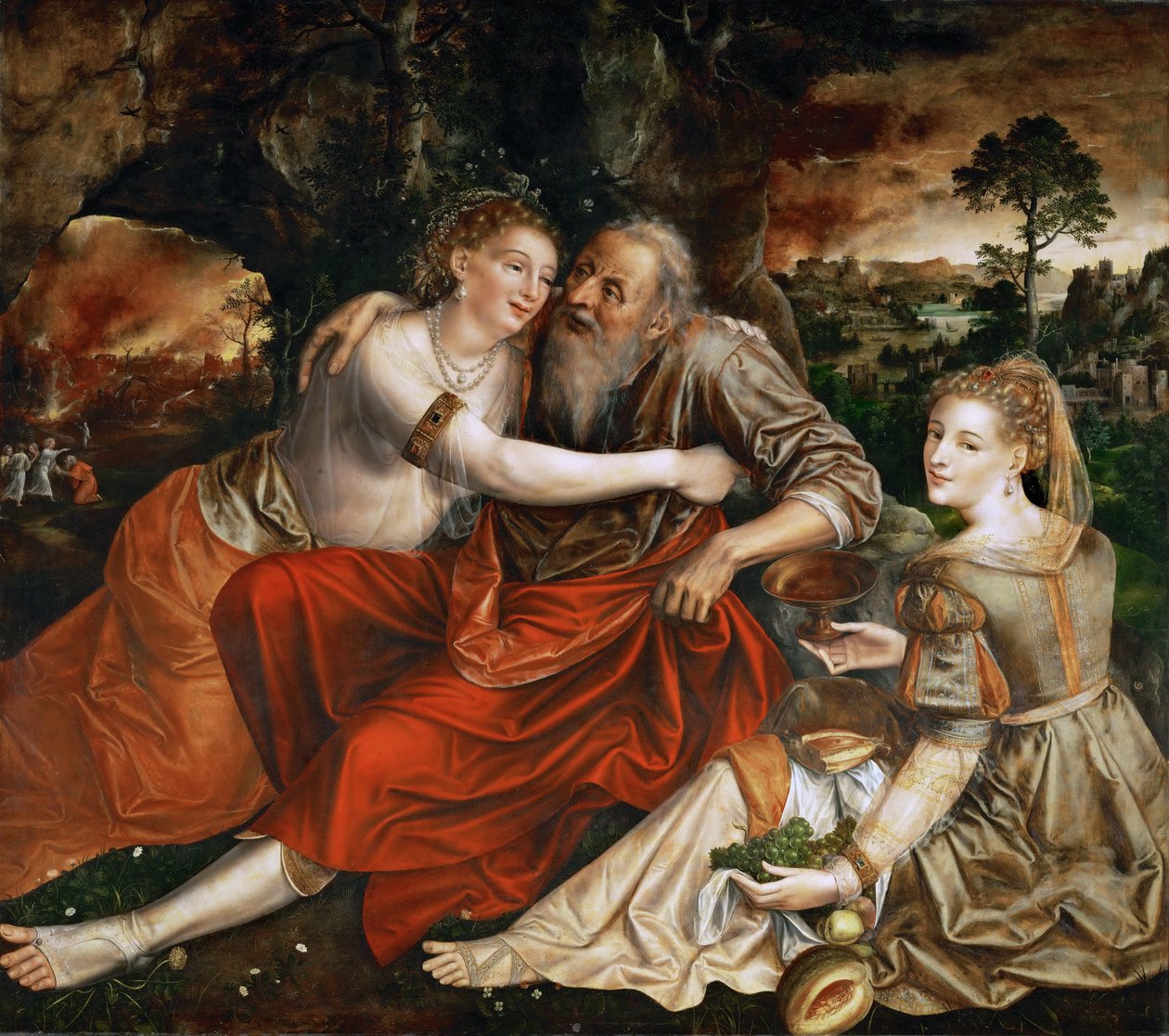 Loth et ses filles - Lot ve Kızları - Jan Massys (Matsys, Metsys, Matsijs) (1510-1575). ahşap üzerine yağ by Jan Massys