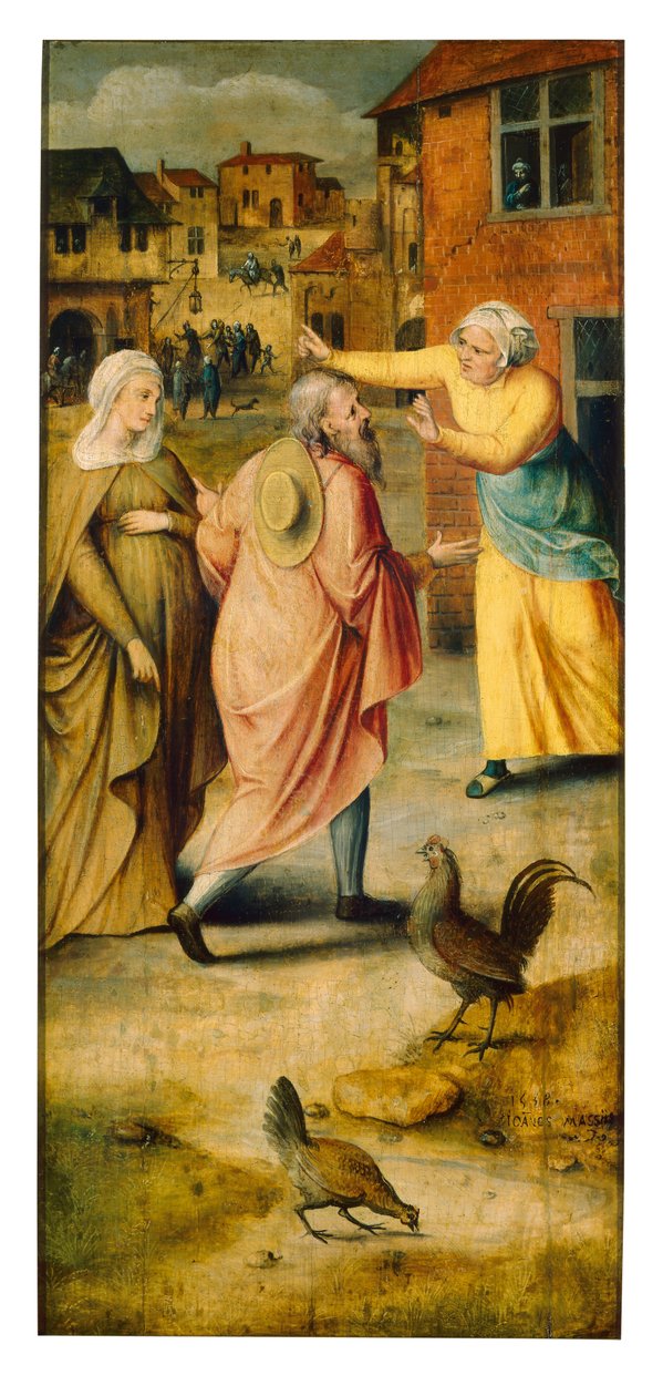 Mary ve Joseph, Beytüllahim'de kalacak yer bulamıyor by Jan Massys or Metsys