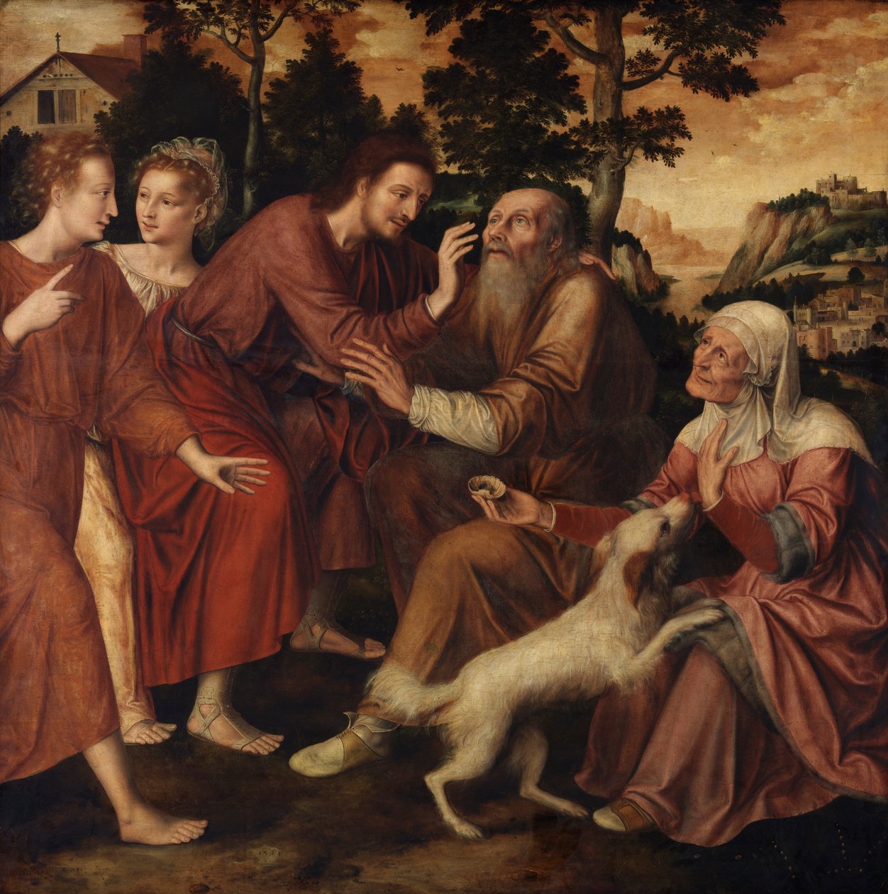 Tobit'in İyileşmesi (panel üzerine yağlıboya) by Jan Massys or Metsys