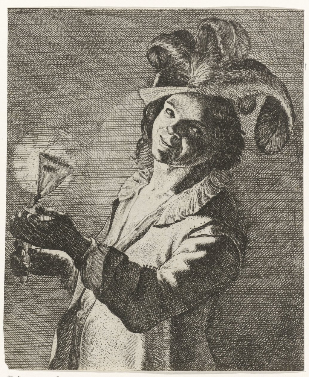 Elinde bir bardakla gülümseyen çocuk by Jan Matham (possibly)
