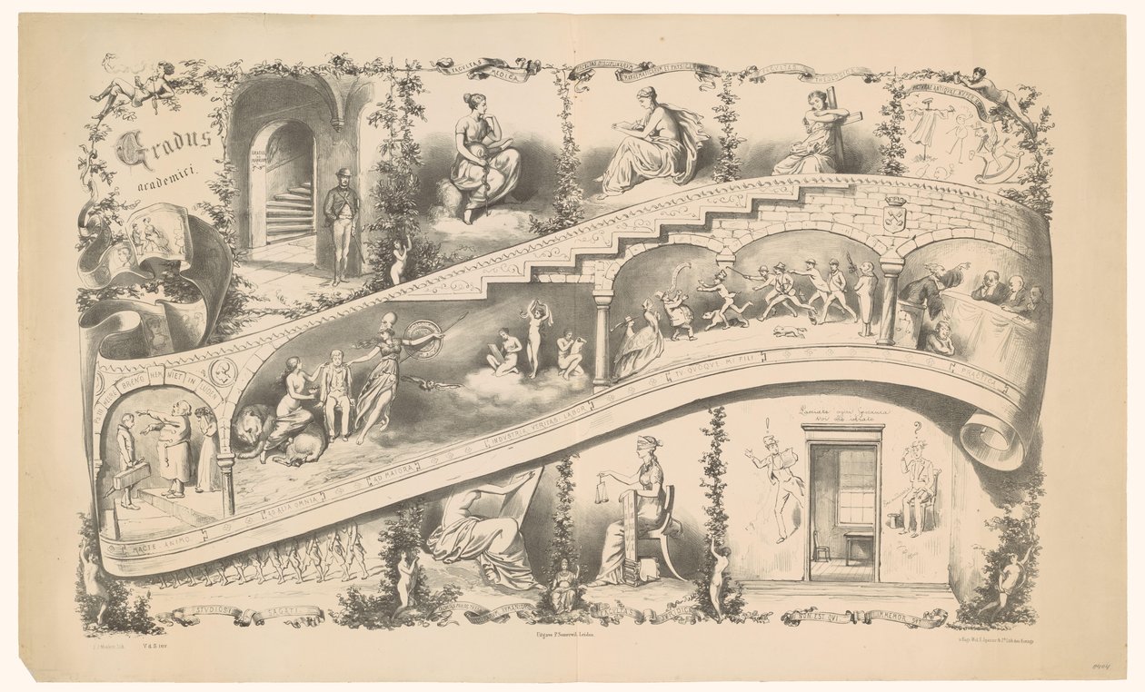 Bir Leiden öğrencisinin kariyerinin sunumu, 1871 Gradus Academici (nesne üzerindeki başlık) by Jan Mesker