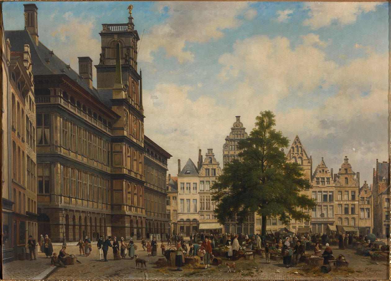 Özgürlük ağacıyla birlikte Grote Markt, 1875. by Jan Michiel Ruyten