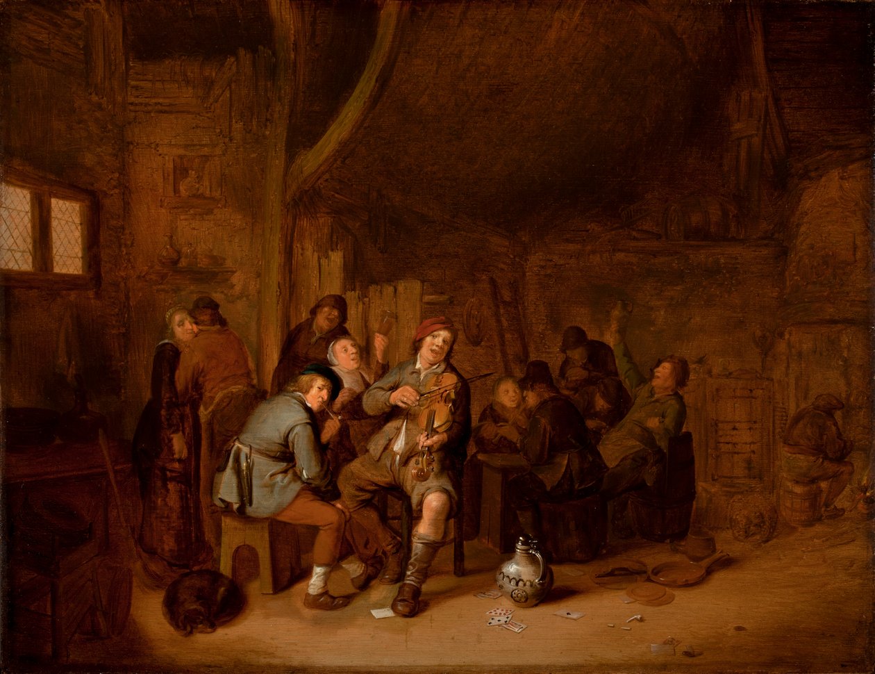 Bir handa sigara içen ve müzik çalan figürler, 1640 dolayları (panelde yağlı boya) by Jan Miense Molenaer