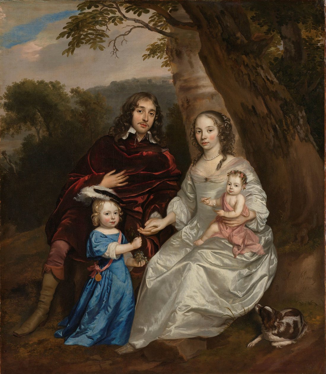 Govert van Slingelandt (1623-90), Dubbeldam Lordu. İlk eşi Christina van Beveren ve iki oğluyla by Jan Mijtens