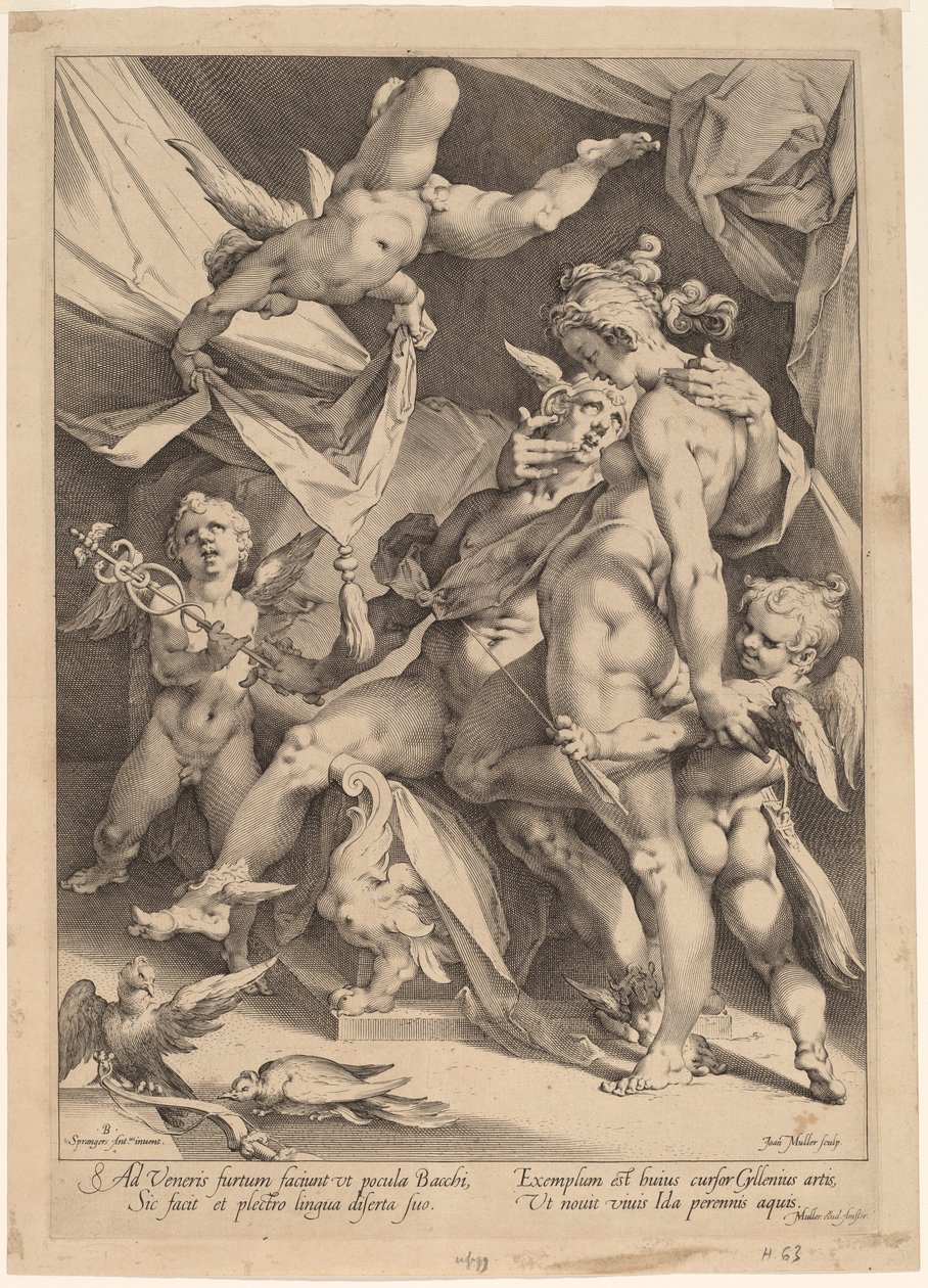Venüs ve Merkür by Jan Muller, after Bartholomaeus Spranger