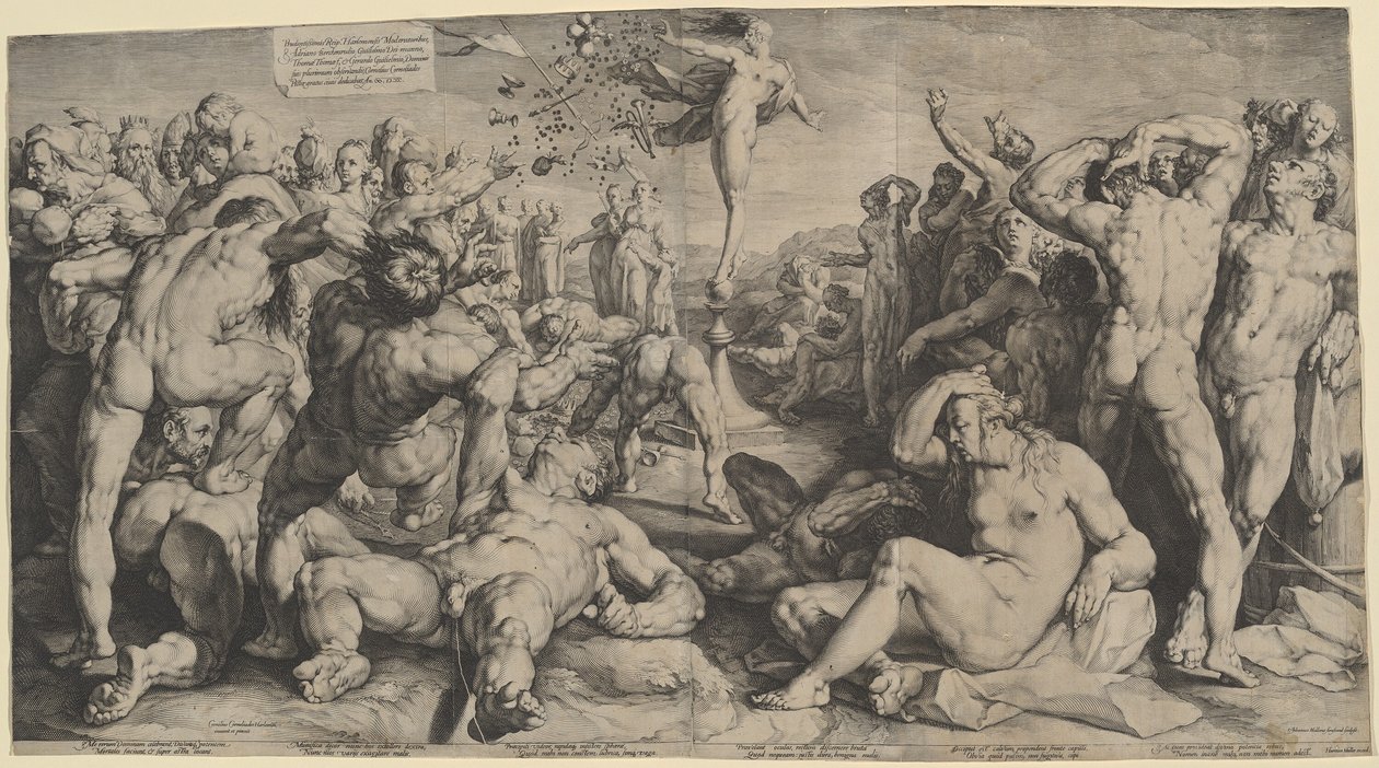 Servet Hediyelerini Dağıtıyor by Jan Muller, after Cornelis Cornelisz van Haarlem