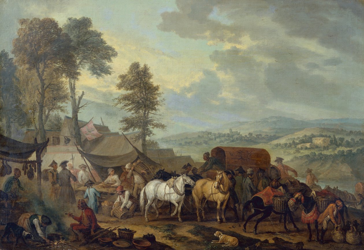 Bir İtalyan Köyünde Piyemonte Askerleri (tuval üzerine yağlı boya) by Jan Peeter Verdussen