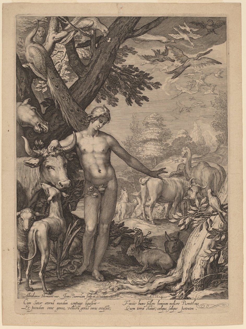 Adem Hayvanları Adlandırıyor by Jan Pietersz Saenredam after Abraham Bloemaert