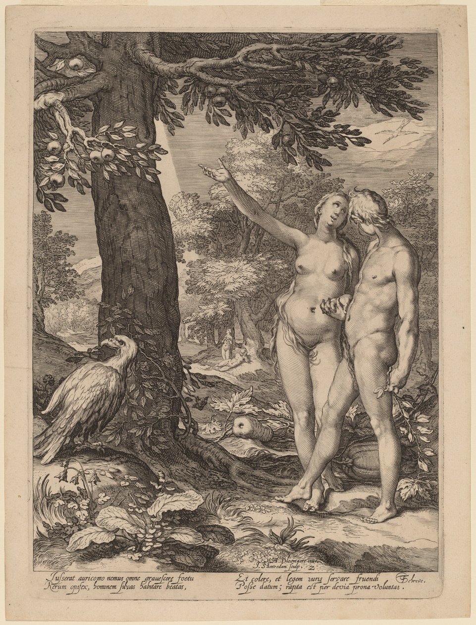 Adem ve Havva Bilgi Ağacından Önce by Jan Pietersz Saenredam after Abraham Bloemaert