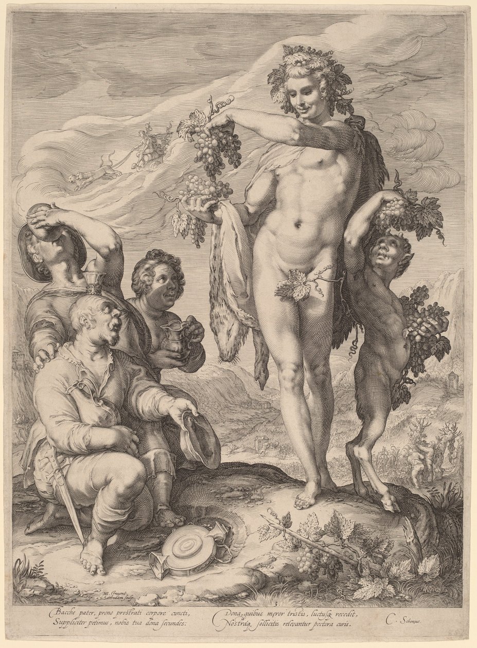 Bacchus Kültü by Jan Pietersz Saenredam, after Hendrik Goltzius