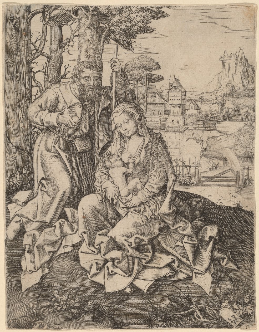 Bir Manzaradaki Kutsal Aile by Jan Rombouts the Elder