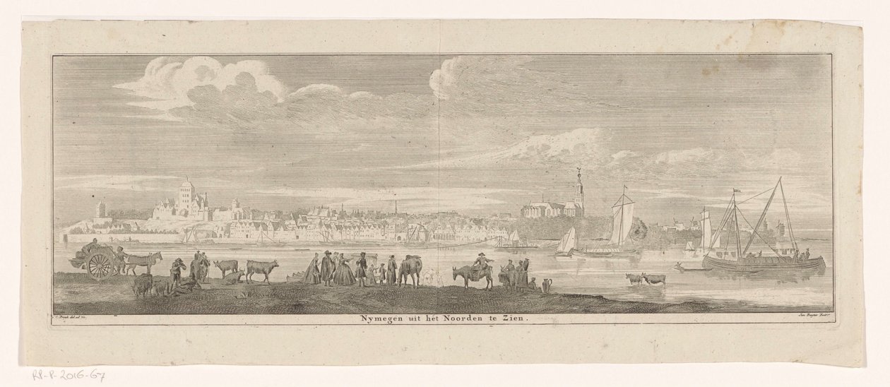 Kuzeyden görülen kuzey Nymegen'den Nijmegen'in görünümü (nesnedeki başlık) by Jan Ruyter