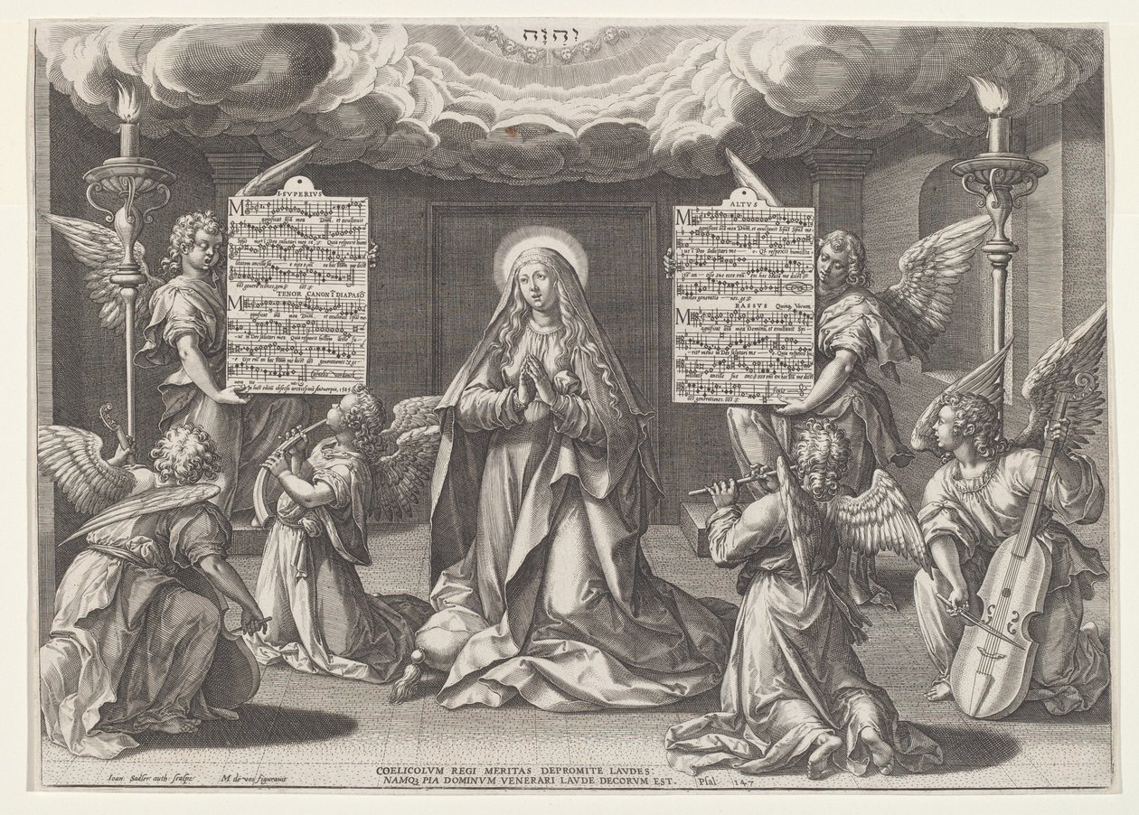 Magnificat: Müzik Yapan Meleklerle Çevrili Bakire by Jan Sadeler I, after Maarten de Vos