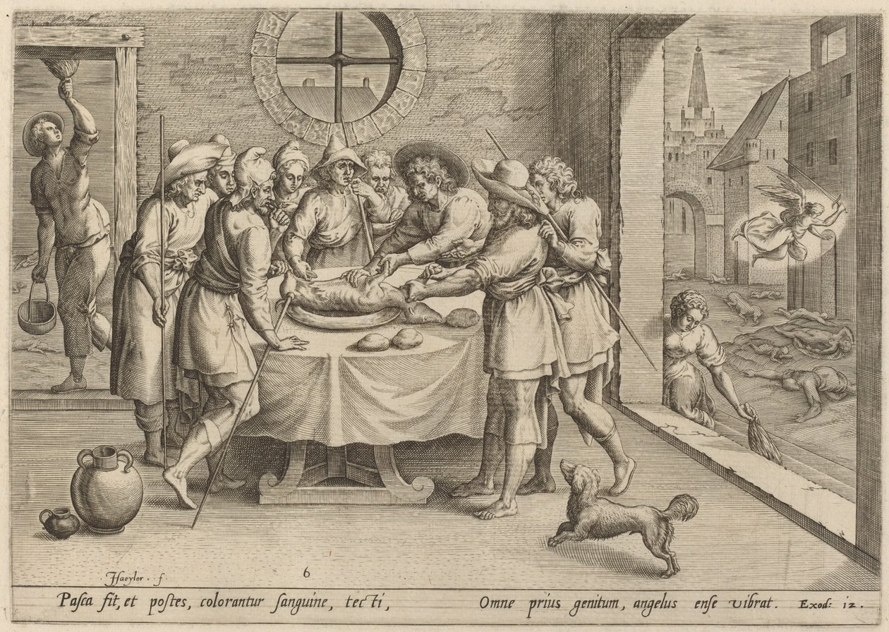 Fısıh için hazırlık by Jan Sadeler I, after Maarten van Cleef