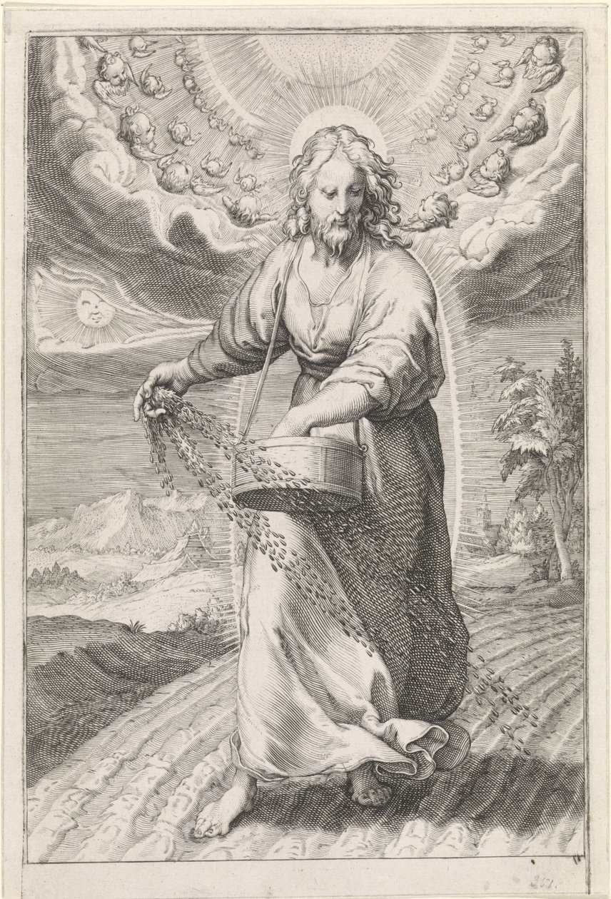 ekinci olarak İsa Tahıllar Arasındaki Yabani Otlar Mesel (dizi başlığı) by Jan Saenredam (attributed to)