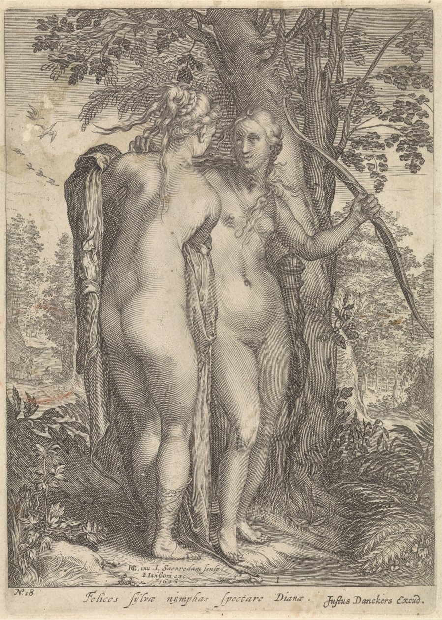 Diana ve bir ağacın önünde bir perisi Diana ve perileri (dizi adı) by Jan Saenredam