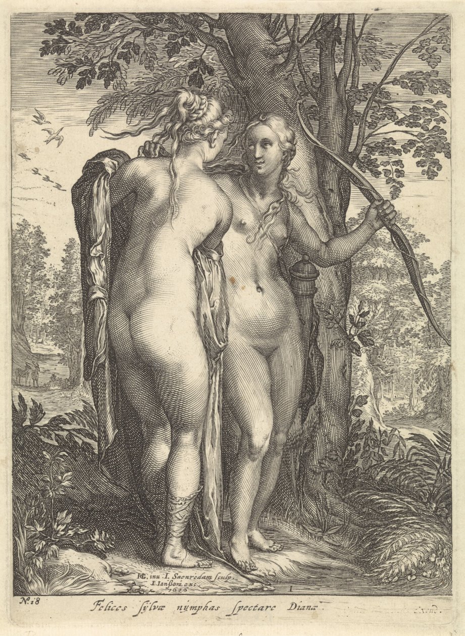 Diana ve bir ağacın önünde bir perisi Diana ve Perileri (dizi adı) by Jan Saenredam