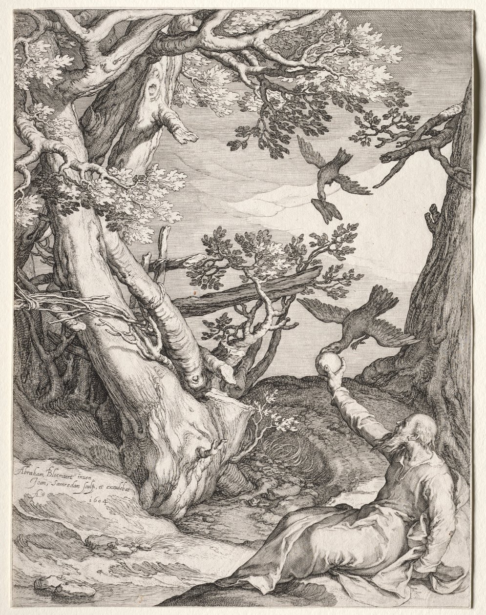 Elijah Vahşi Doğada Besleniyor, Ravens, 1604. by Jan Saenredam