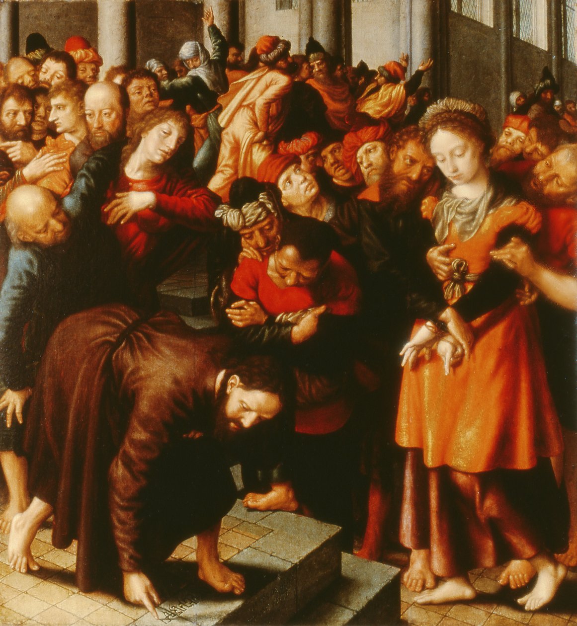 İsa ve Kadın zinayla alındı by Jan Sanders van Hemessen