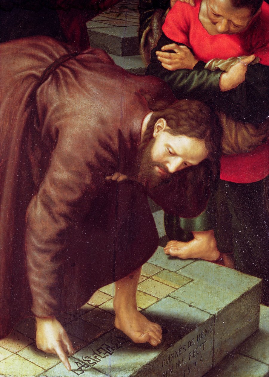 İsa ve zina eden kadın (231478 detayı) by Jan Sanders van Hemessen