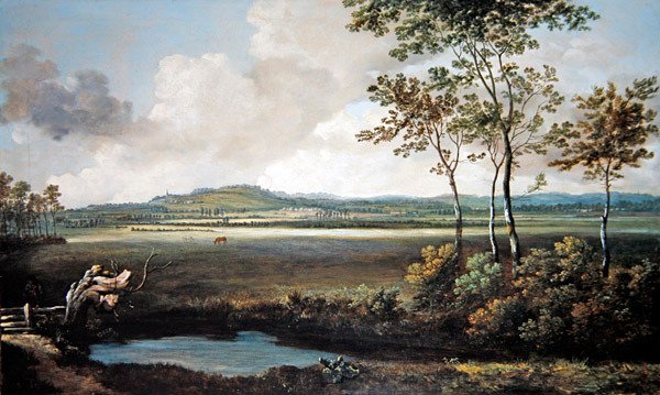 Dere ve Otlayan Atların Olduğu Geniş Bir Manzara (tuval üzerine yağlı boya) by Jan Siberechts
