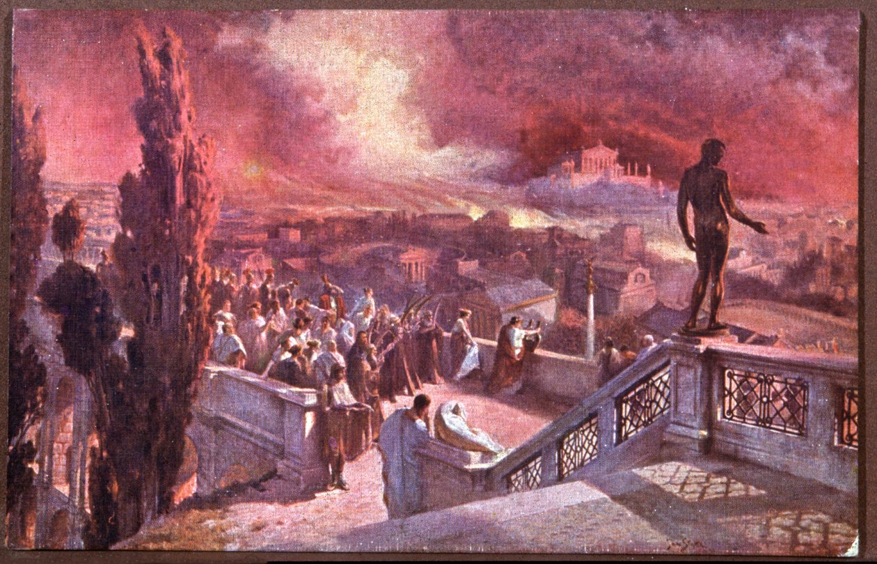 Incendie de Rome, Roma'nın Büyük Ateşi (kartpostal) by Jan Styka