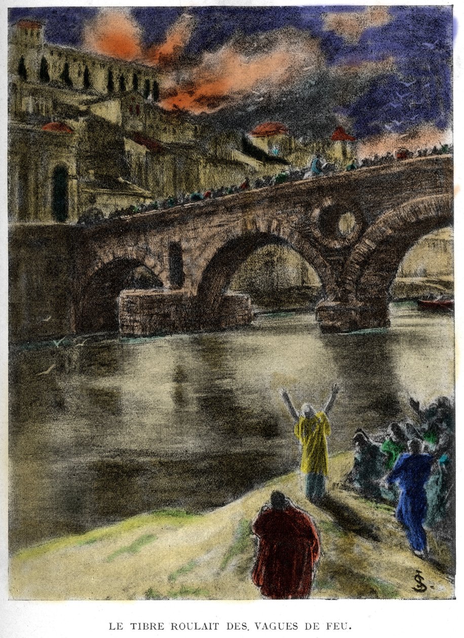 Tiber (Tevere) ateş dalgaları yuvarladı by Jan Styka