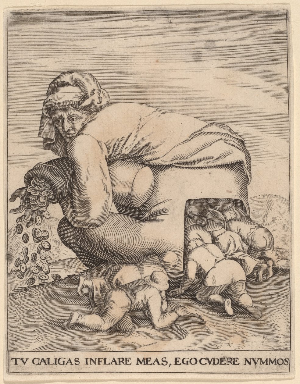 Para Torbalı Adam ve Dalkavukları by Jan Theodor de Bry after Pieter Bruegel the Elder