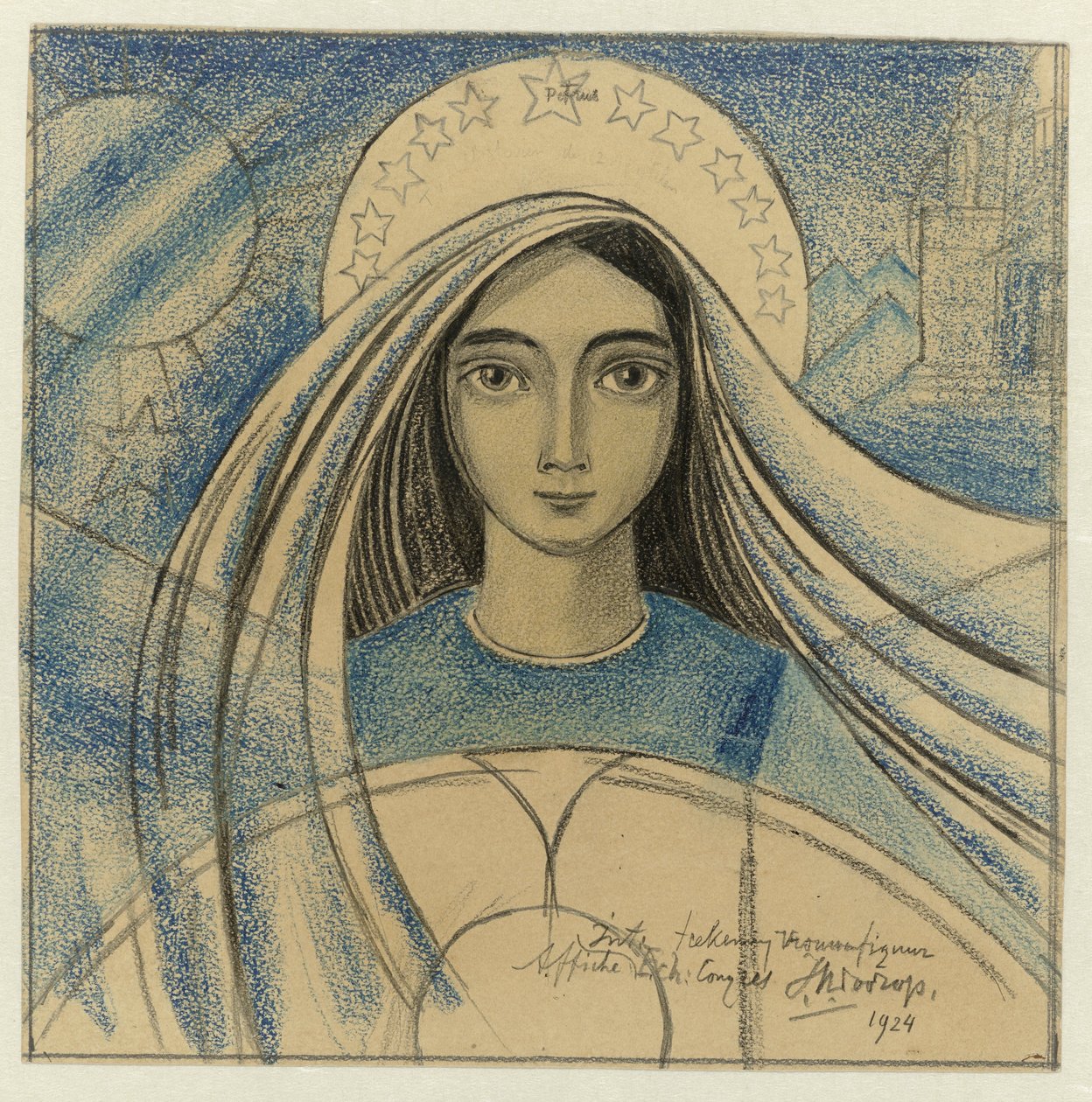 Amsterdam Uluslararası Efkaristiya Kongresi için Poster Tasarımı, 22-27 Temmuz 1924 by Jan Toorop