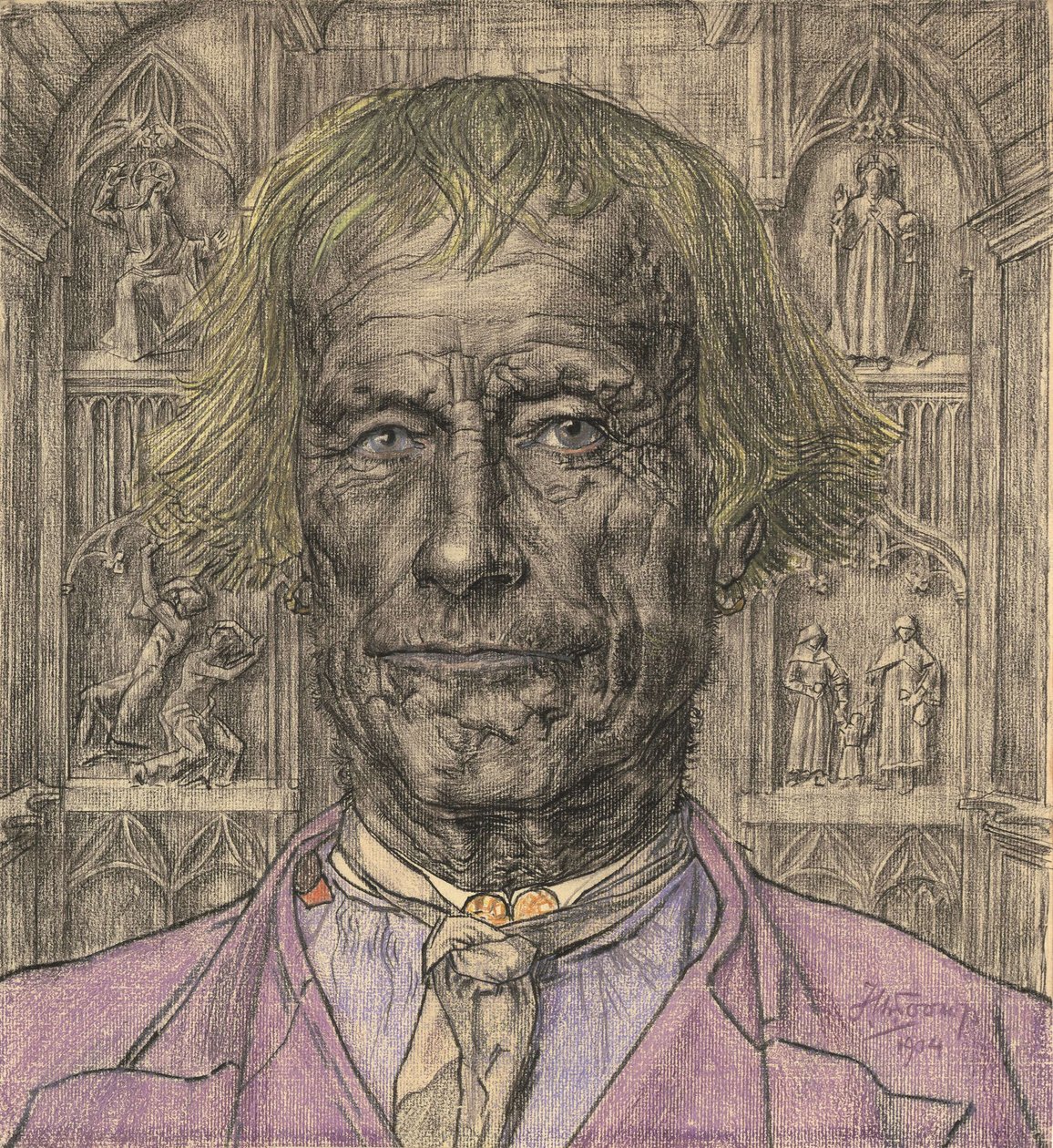 Bir Katedral Önünde Yaşlı Bir Köylü Portresi, 1904. by Jan Toorop