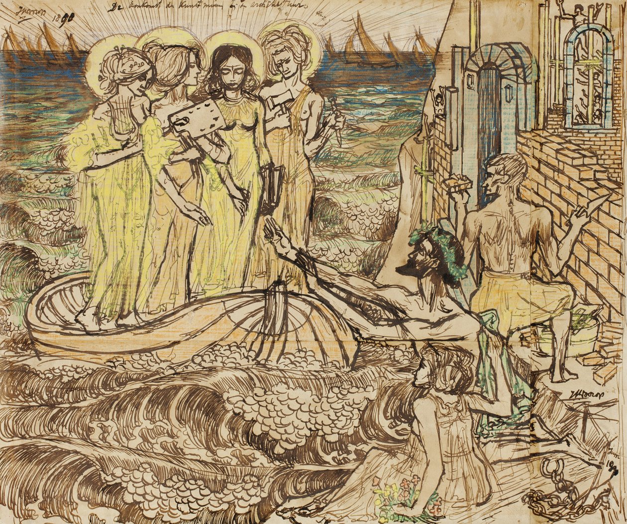 Sanat İlham Perilerinin Mimarlığa Gelişi, 1890 by Jan Toorop