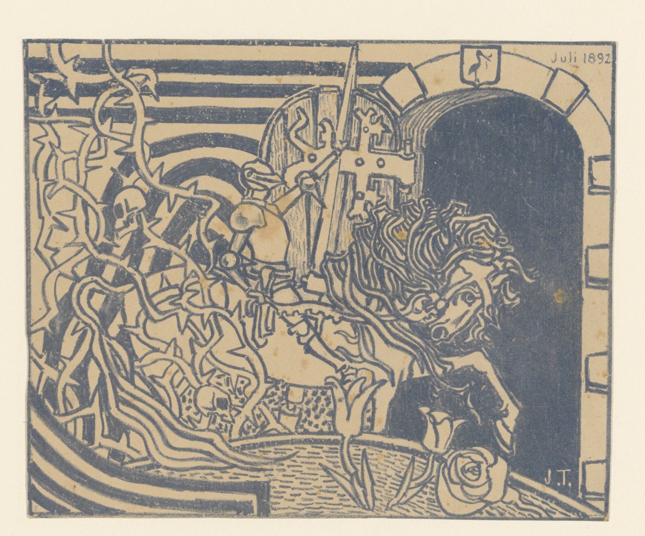 At sırtında şövalye ile katalog kapağı by Jan Toorop
