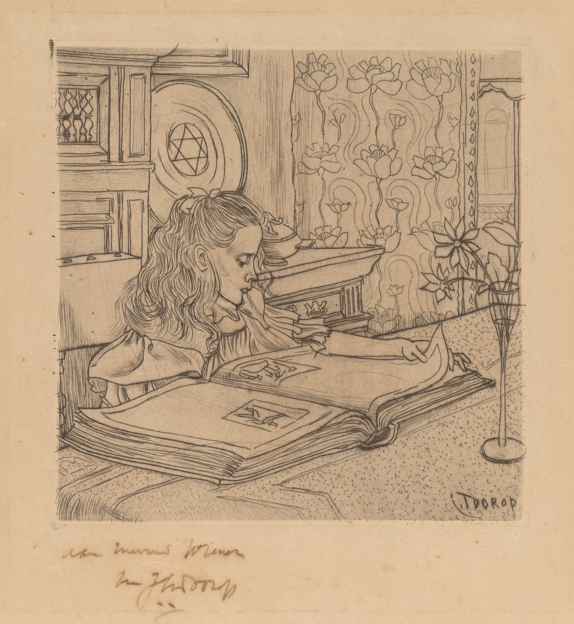 Charley Baskı Albümüne Bakıyor by Jan Toorop