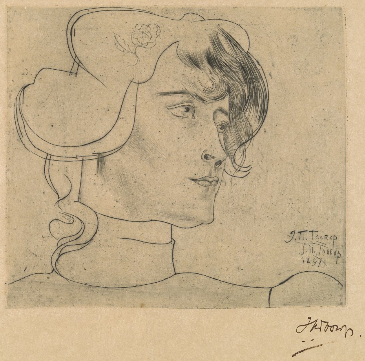 Bir Kadının Başı (Marguérite Adolphine Helfrich) by Jan Toorop