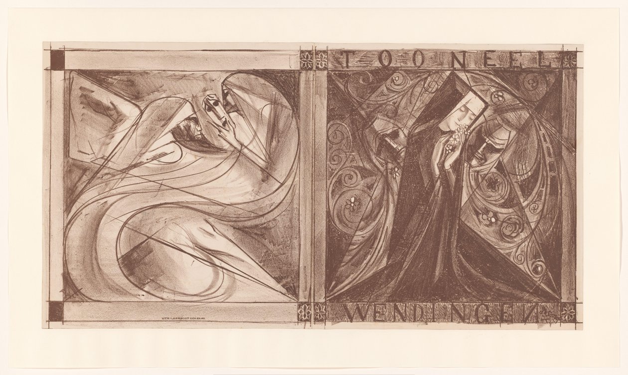 Elinde bir maske olan çiçekli bir rahibe ve iki hayaletle Twists için kapak by Jan Toorop