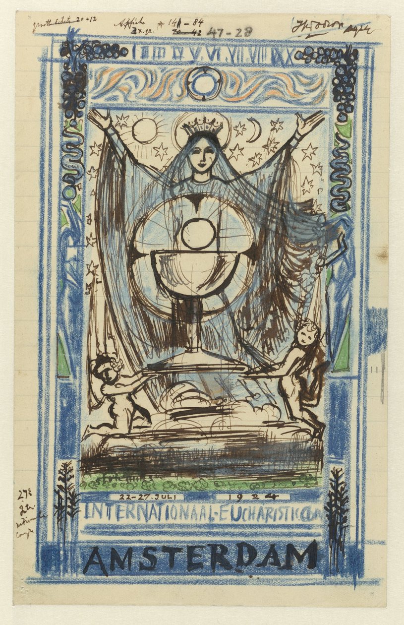 22-27 Temmuz 1924 tarihleri arasında Amsterdam'da düzenlenen Uluslararası Eucharistic Kongresi için bir poster tasarımı by Jan Toorop