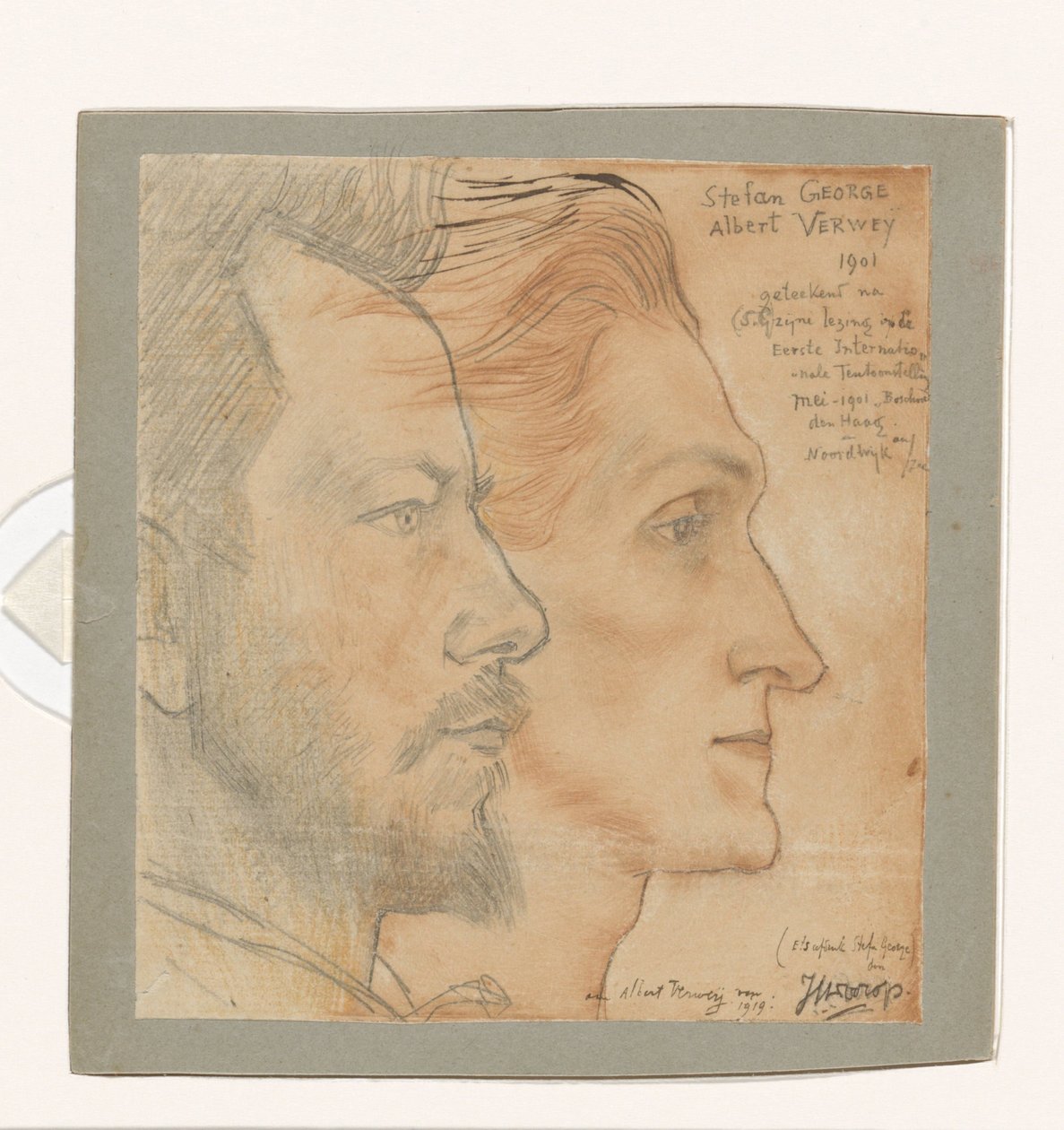 Albert Verwey ve Stefan George'un Portreleri Stefan George'un Albert Verwey'in çizilmiş portresi ile portresi by Jan Toorop